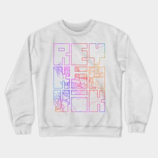 Reykjavik, Iceland City Map Typography - Colorful Crewneck Sweatshirt